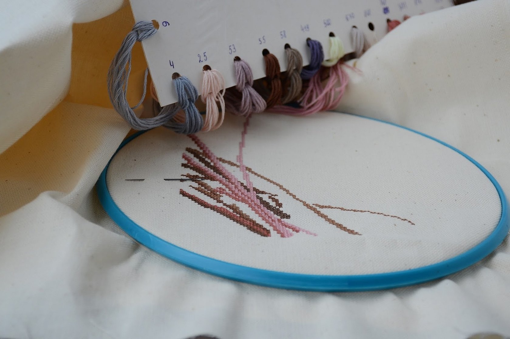 Вышивание на ткани нитками мулине