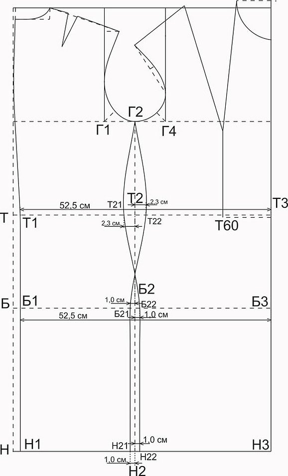 Построение выкройки основы платья