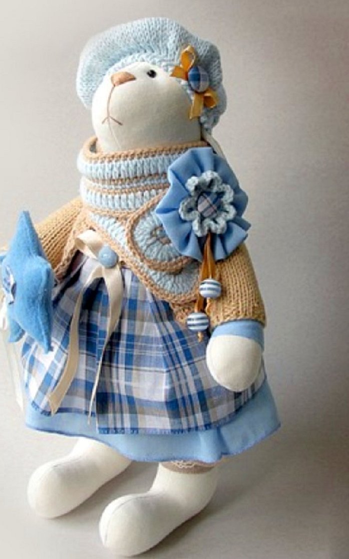 Текстильная кукла тильда заяц