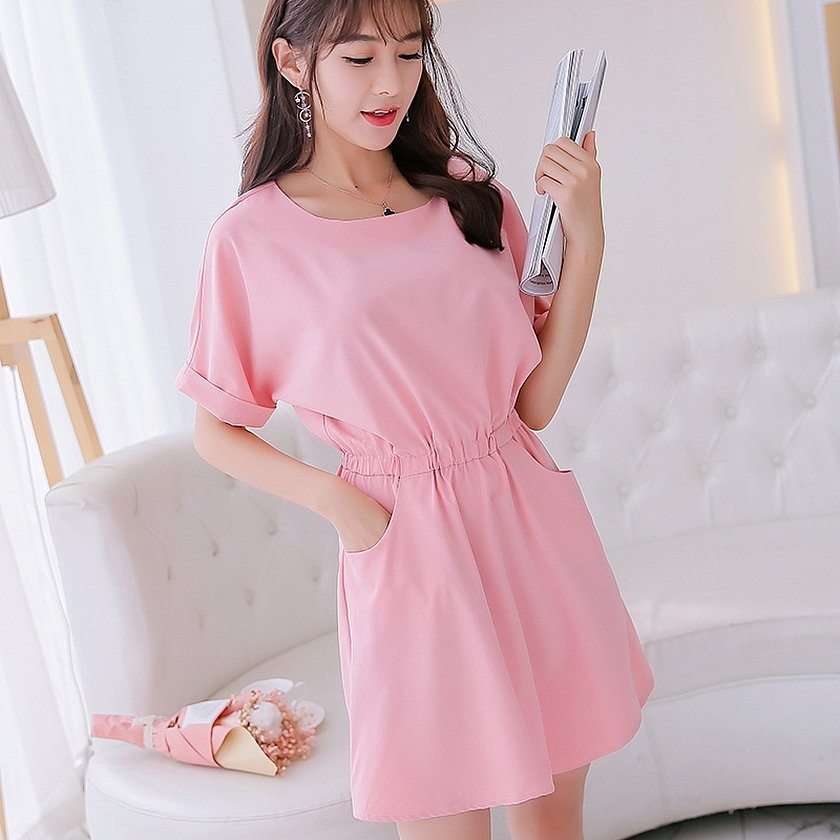 Миленькие розовые короткие корейские платья