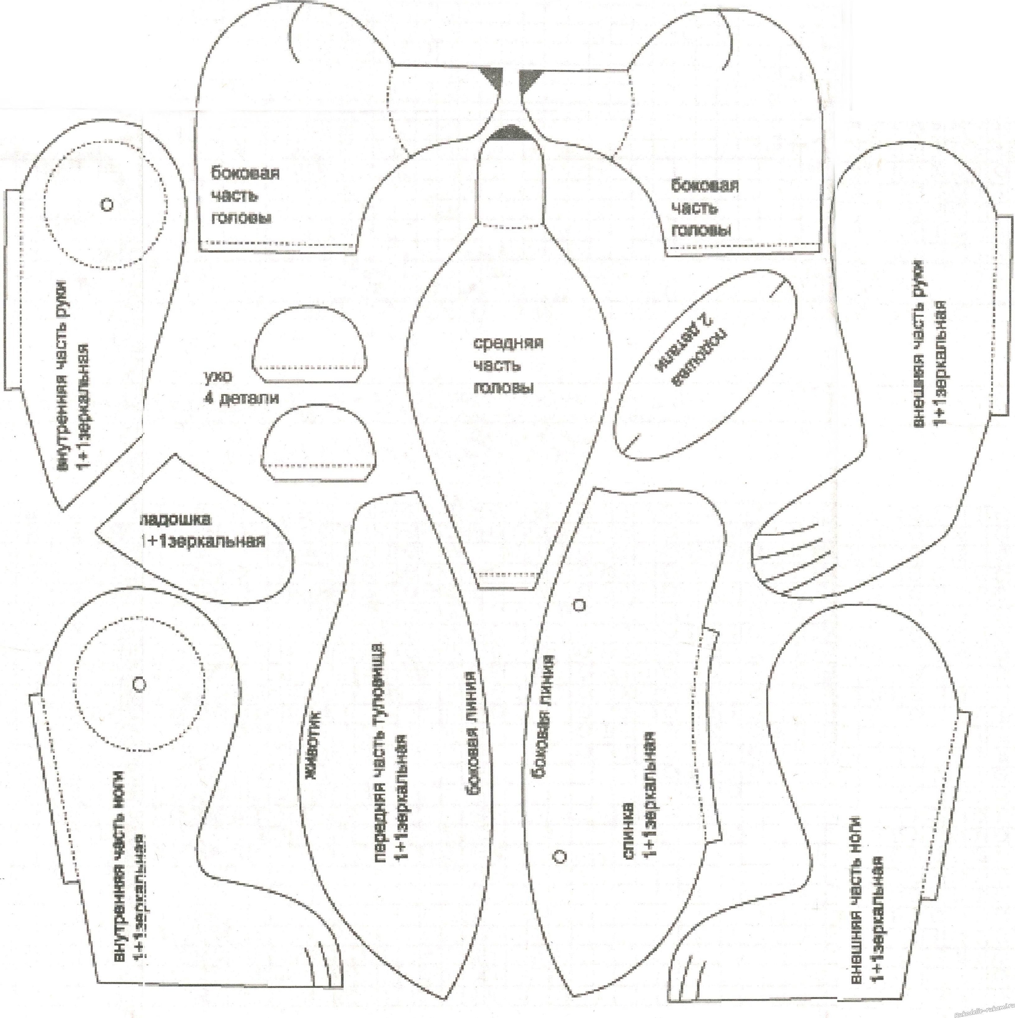 Выкройка классического мишки тедди