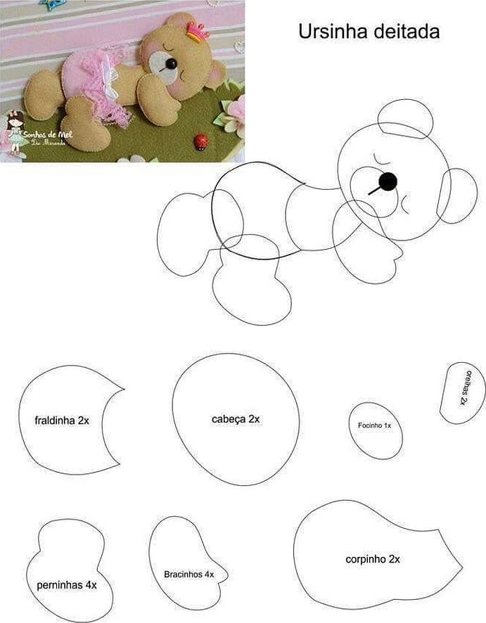 Выкройки для мобиля из фетра медвежата