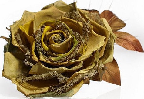 Цветы из ткани золотая роза
