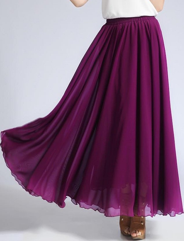 Бордовая шифоновая юбка полусолнце