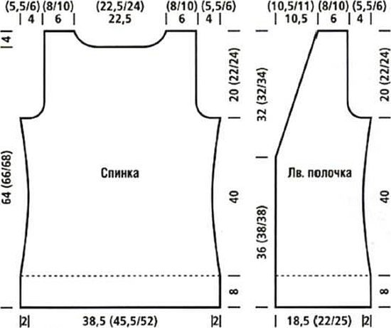 Выкройка жилета женского для вязания