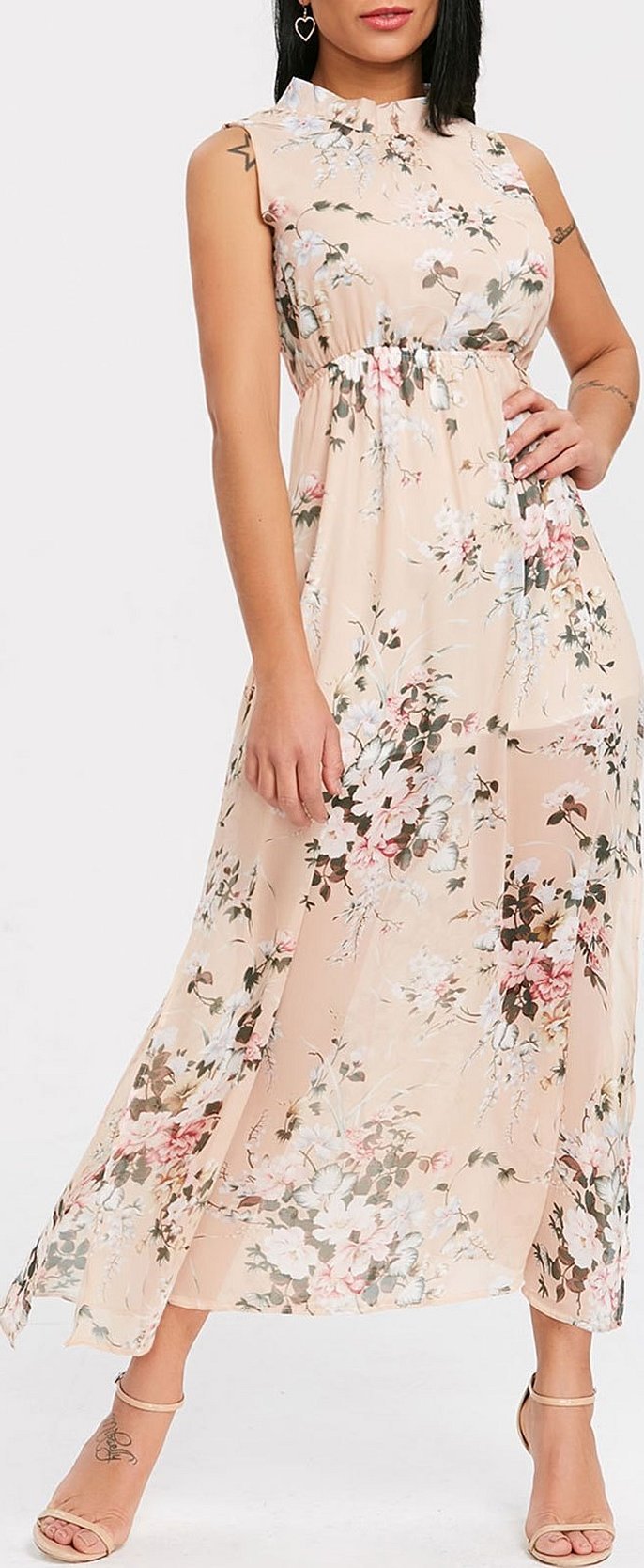 Платье шифон миди с цветочным принтом