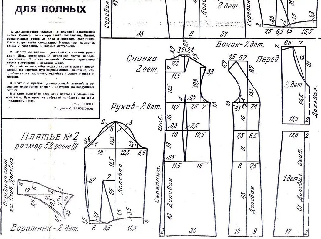 Чертежи выкроек платьев для полных женщин