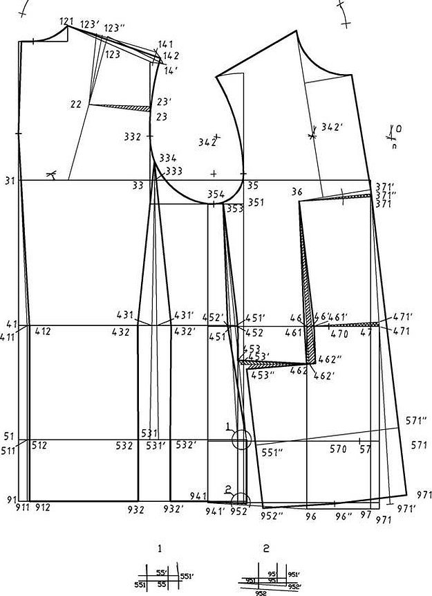Построение чертежа конструкции мужского пиджака