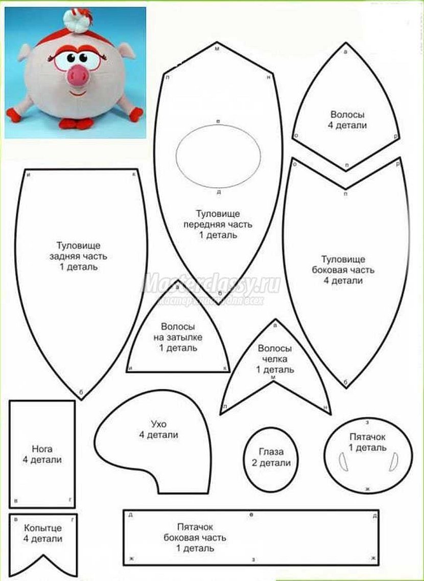 Выкройки мягких игрушек смешарики