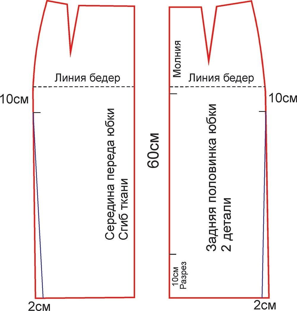 Выкройка длинной юбки карандаш