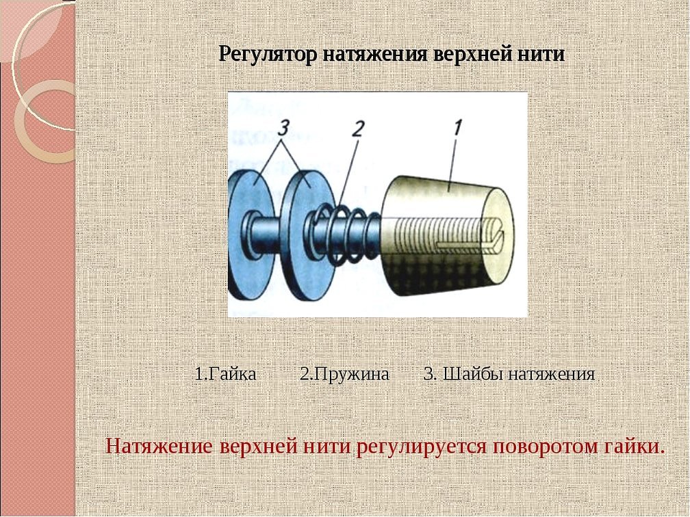 Регулятор натяжения верхней нити в швейной