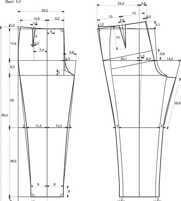 Выкройка классических женских брюк