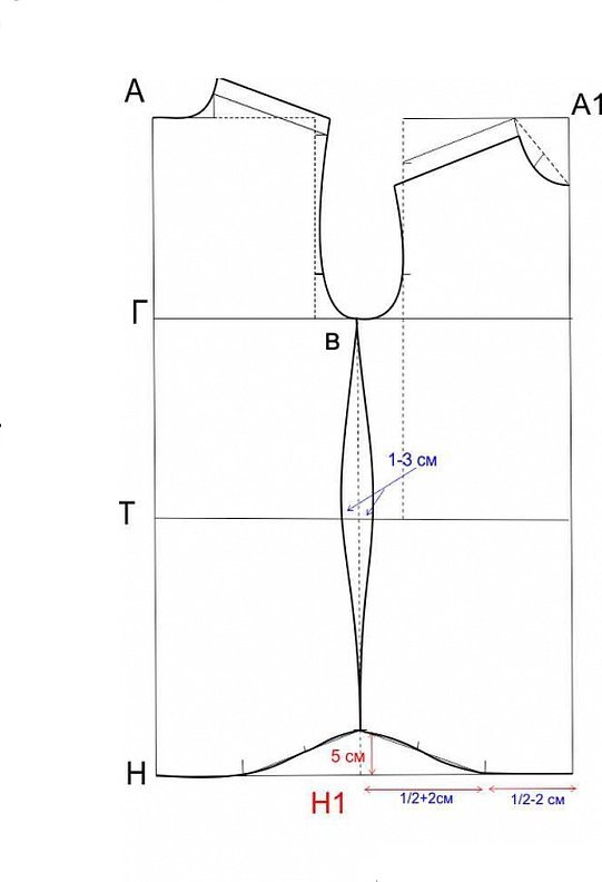 Выкройка основы прямой блузки