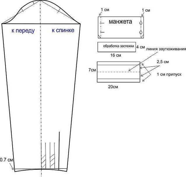 Выкройка рукава мужской сорочки