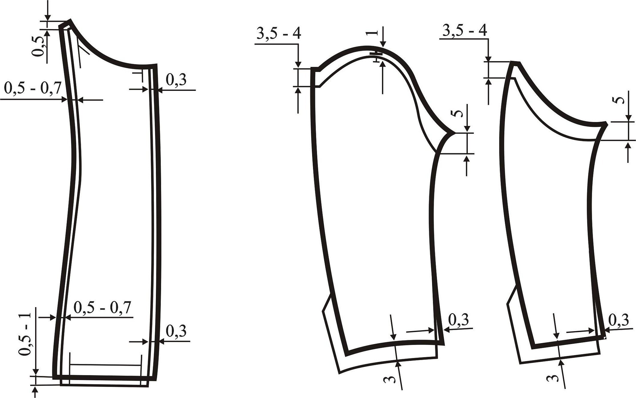 Схема построения лекал подкладки женского жакета
