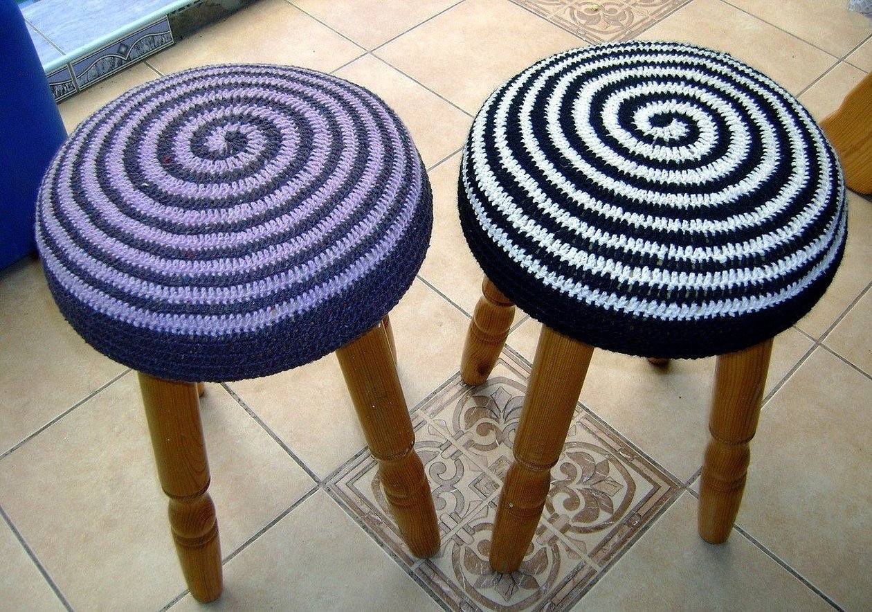 Вязаные сидушки на стулья крючком круглые