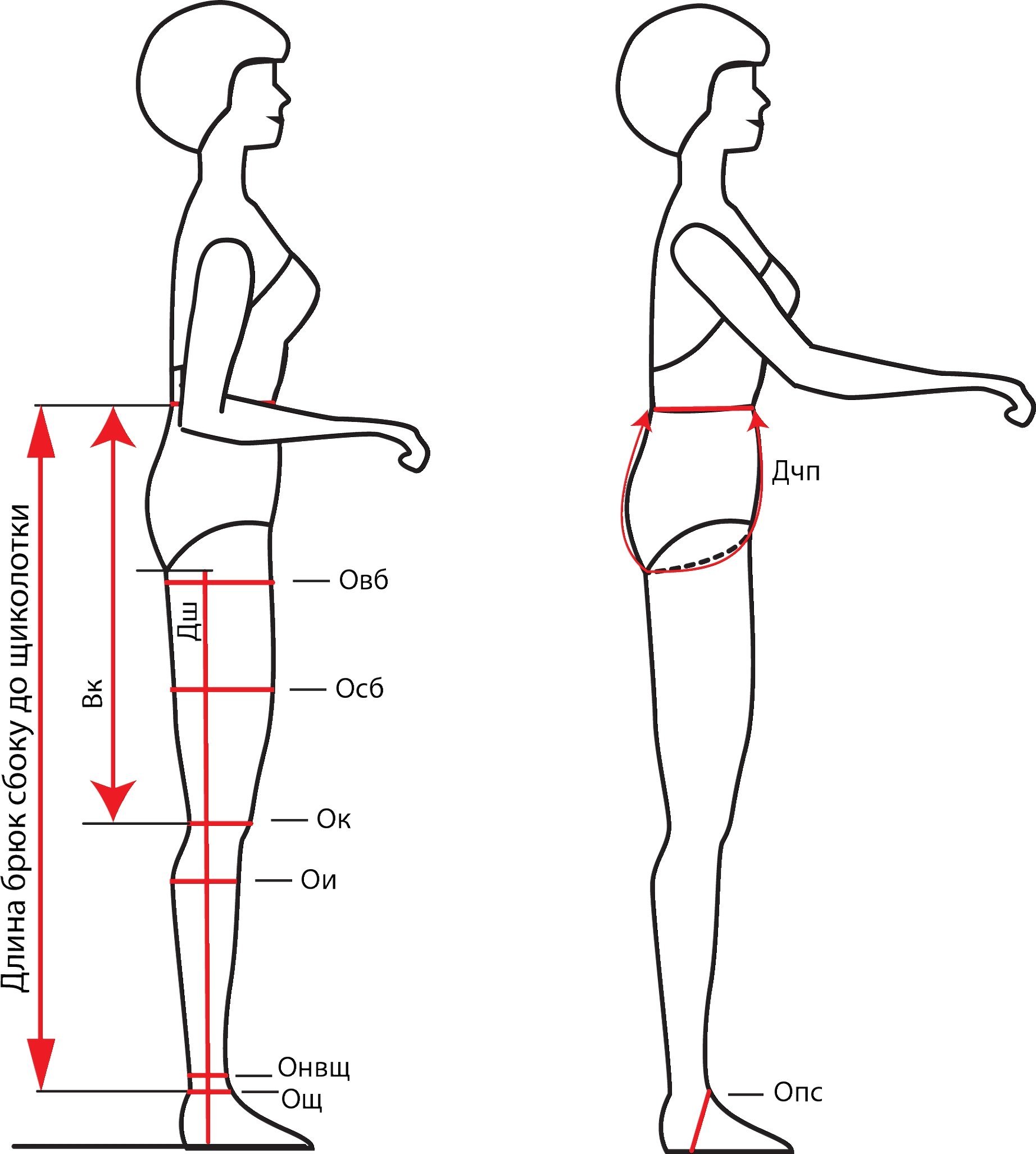 Мерки для выкройки брюк