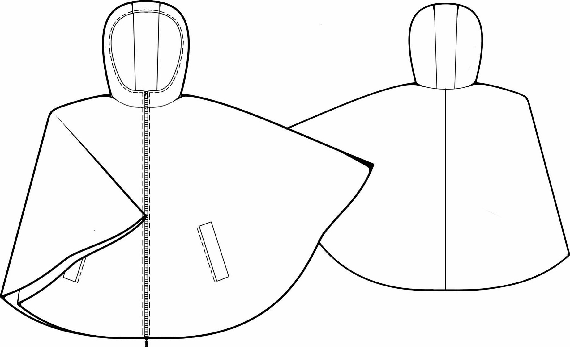 Выкройка пончо накидки с капюшоном