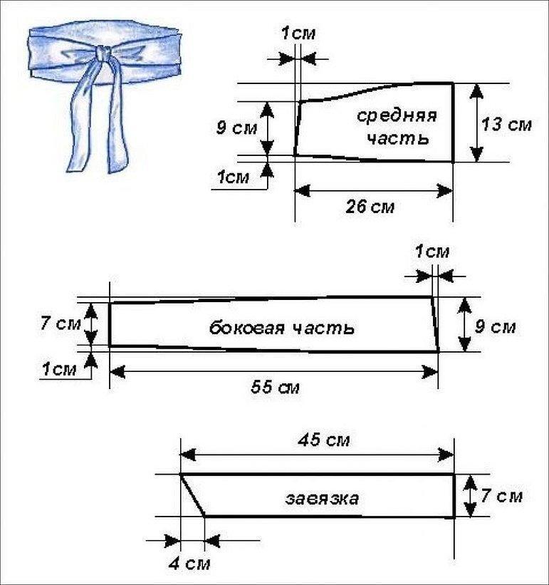 Выкройка пояса оби для платья