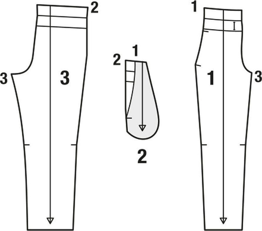Детали кроя брюки гульфик