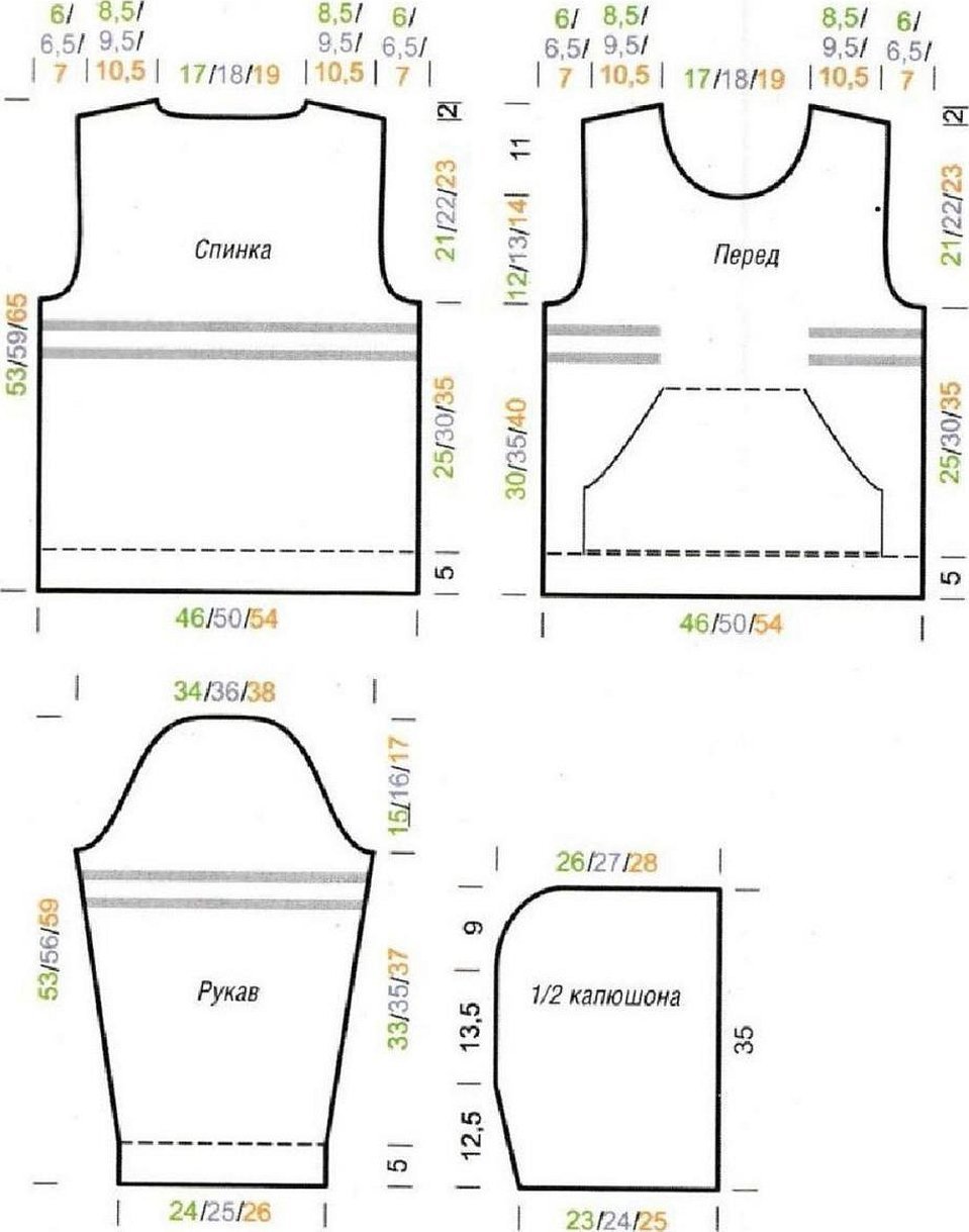 Выкройки для вязания свитера подростку спицами