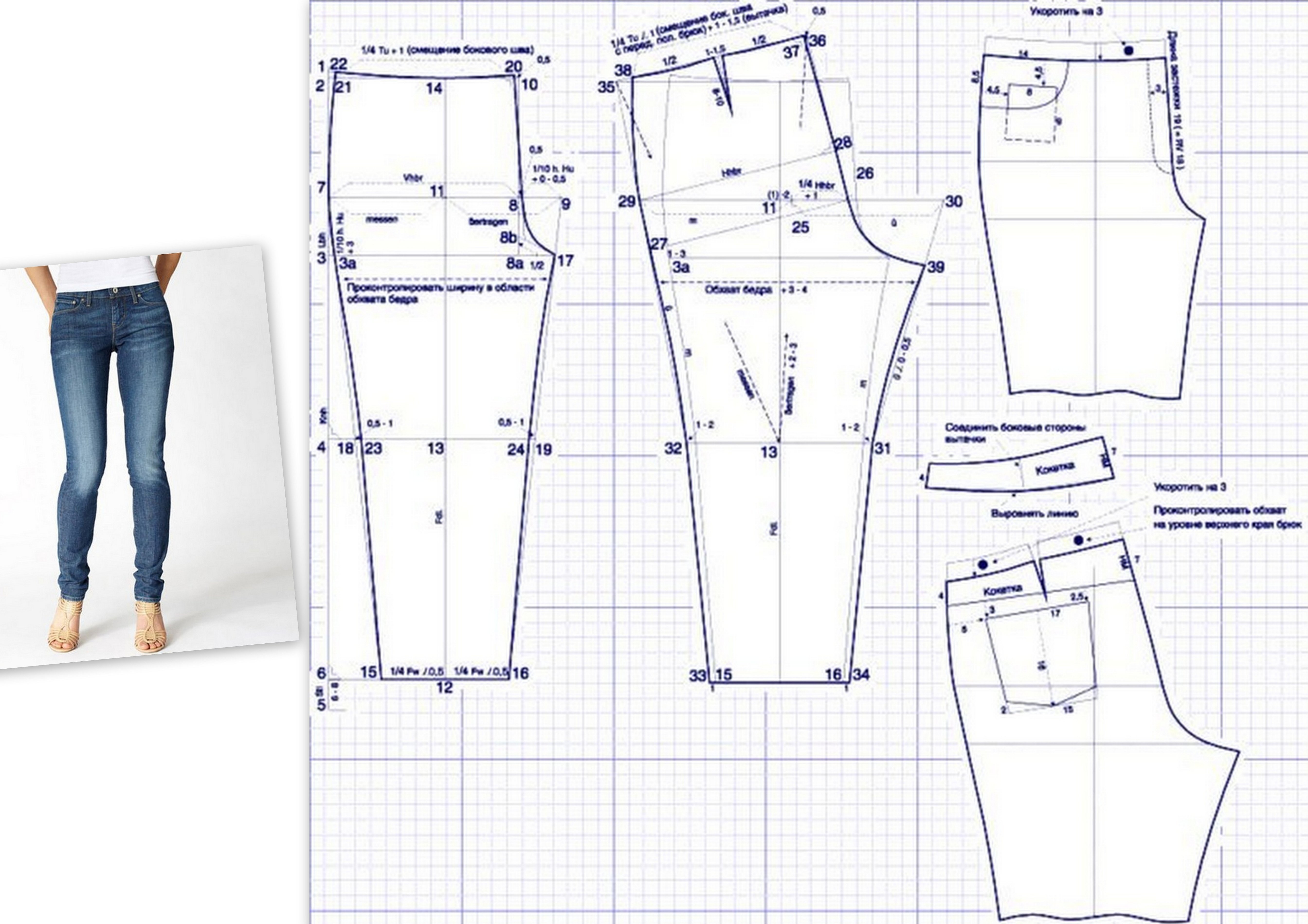 Выкройка брюк для полных женщин