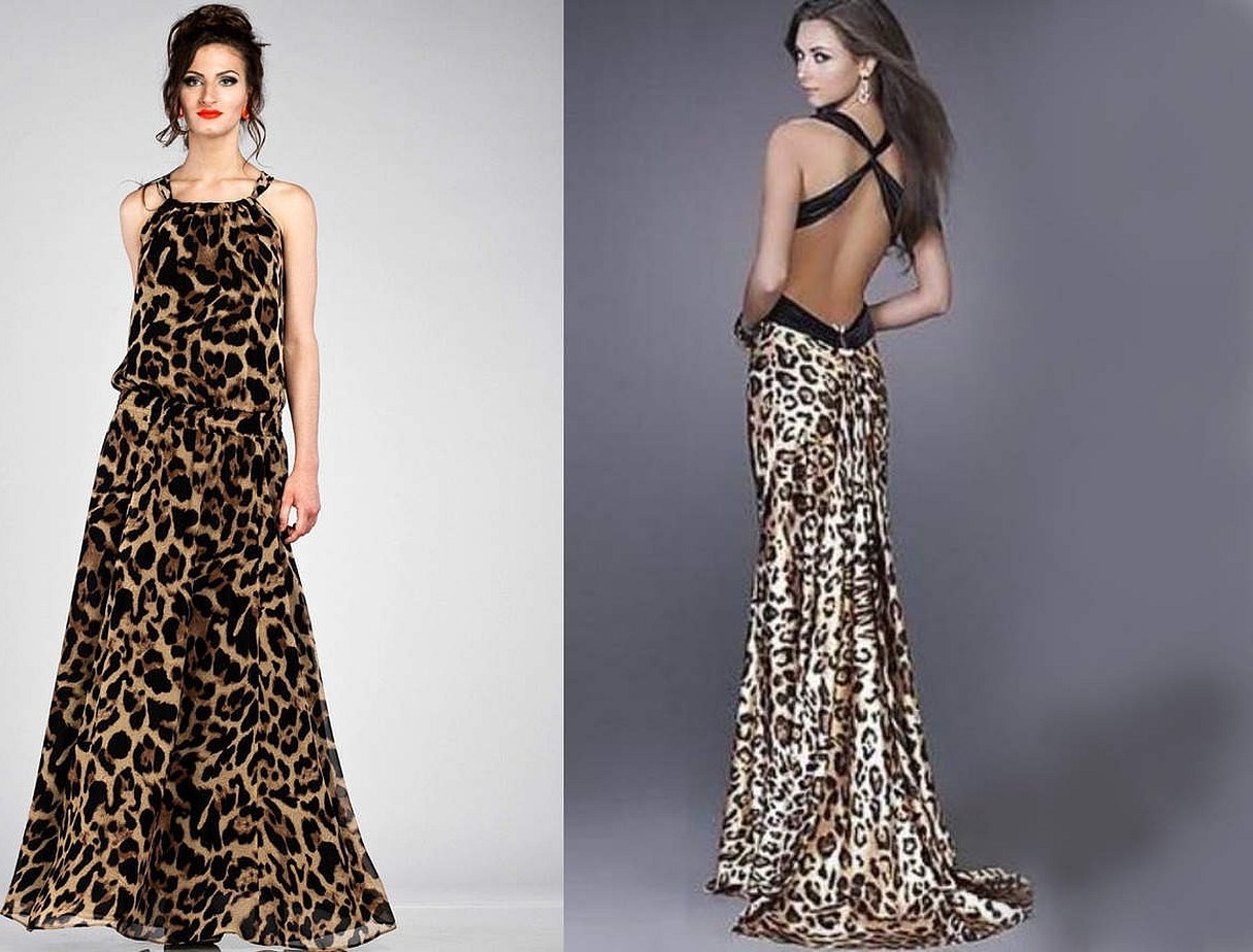 Вечернее леопардовое платье в пол