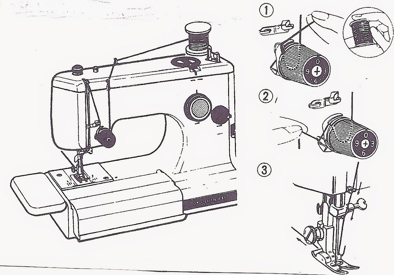 Схема заправки швейной машины