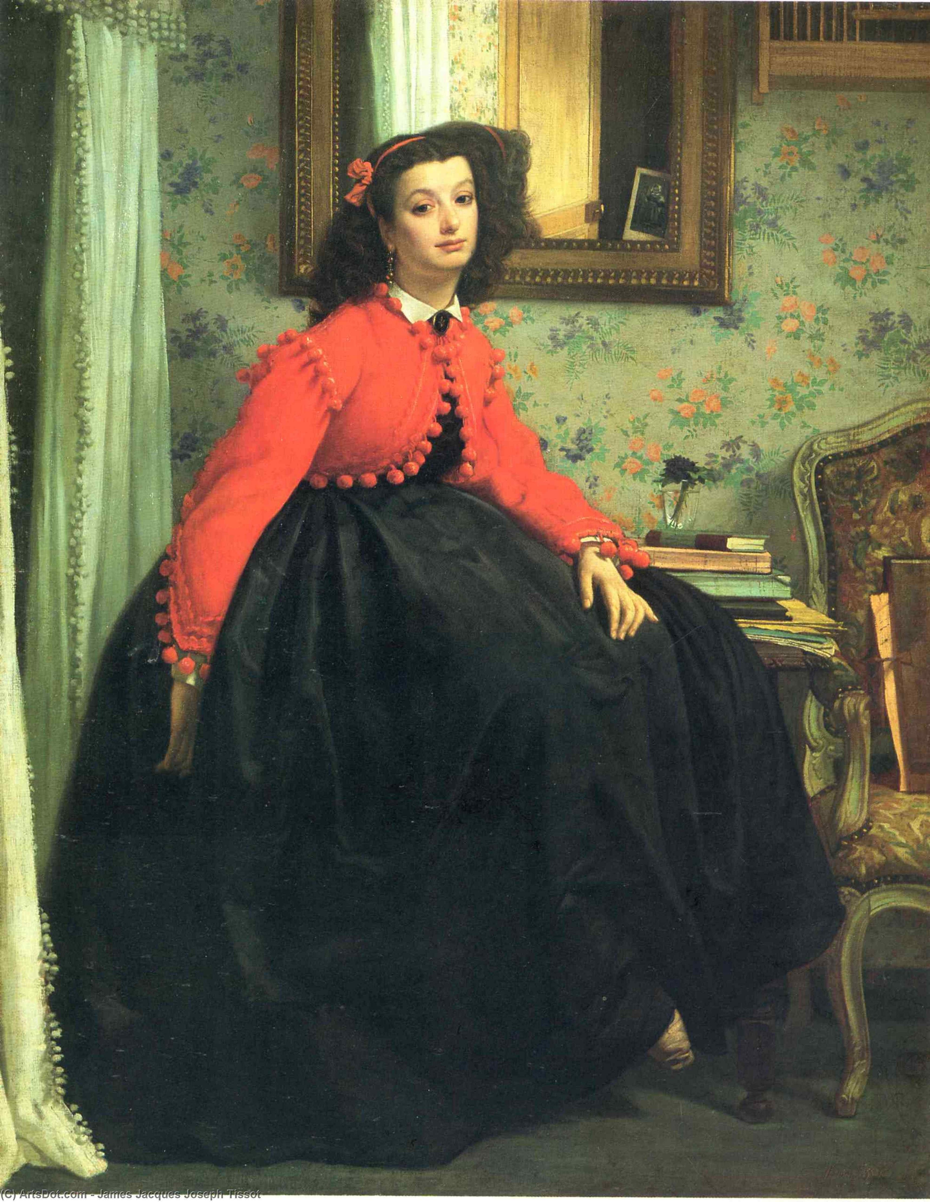 Картина портрет дамы в красном