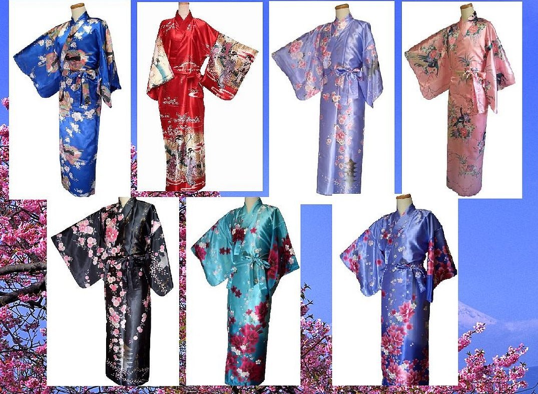 Японское кимоно женское голубое