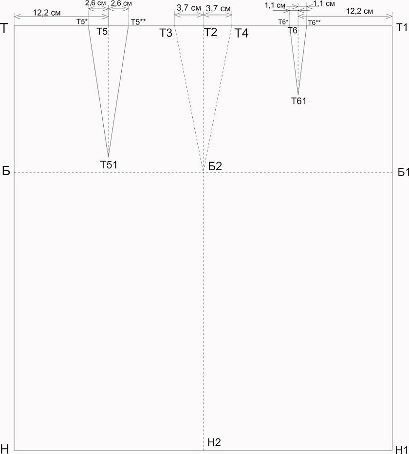 Выкройка прямой двухшовной юбки