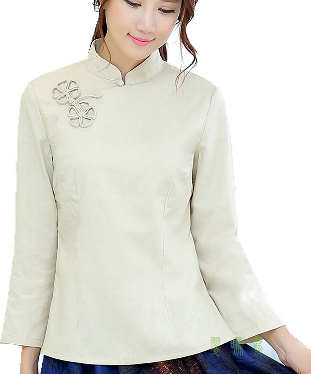 Китайская рубашка с воротником стойка женская