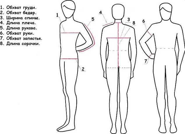 Мерки для шитья мужской одежды