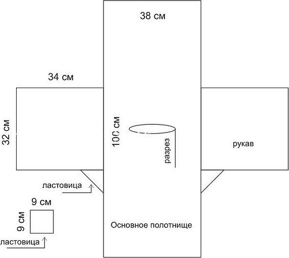 Выкройка народной рубахи для мальчика