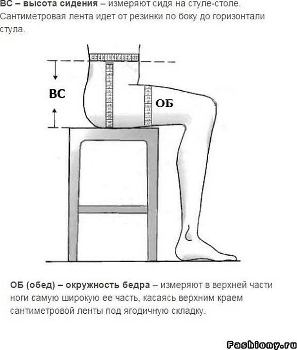 Мерка высота сиденья для брюк