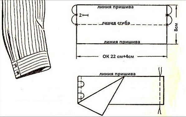 Манжет для рубашки выкройка