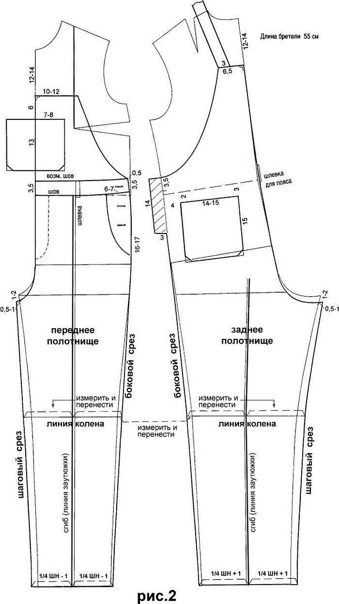 Выкройка полукомбинезона мужского