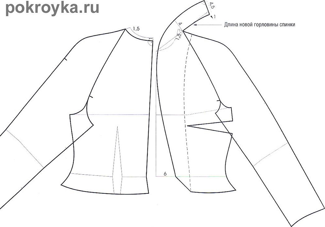 Жакет с цельнокроеным воротником стойкой выкройка