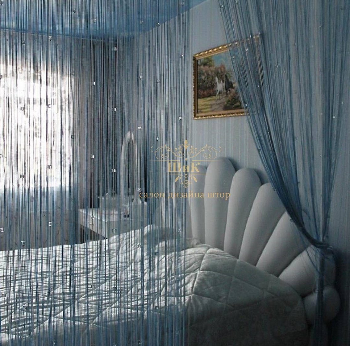 Кисея нитяные шторы в интерьере спальни