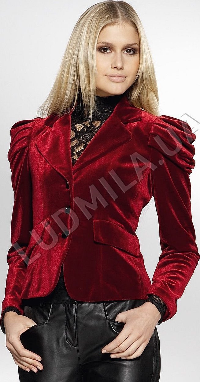 Бордовый бархатный пиджак женский