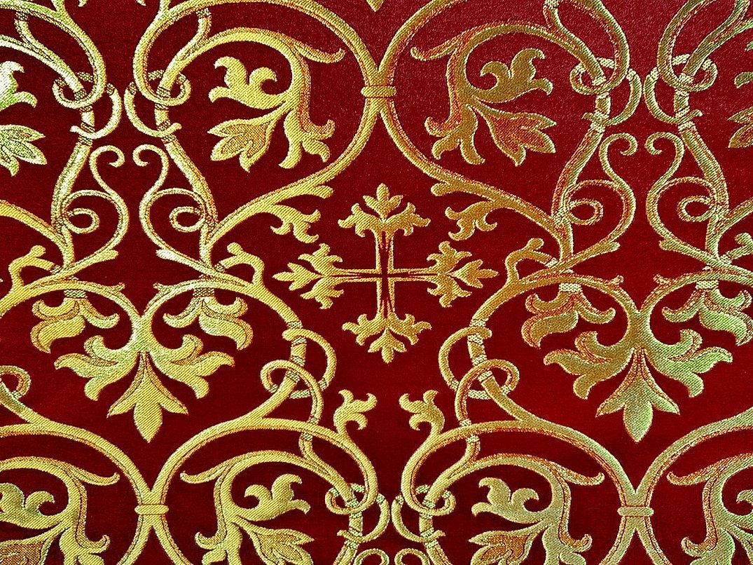 Церковные ткани бордо с золотом