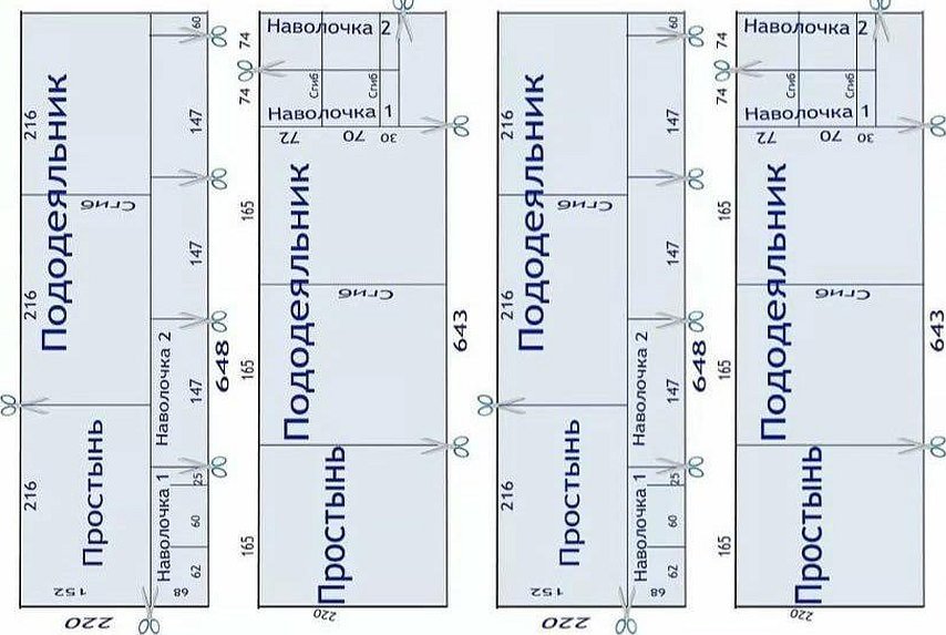 Схема раскроя постельного белья