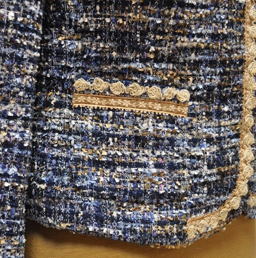 Ткань шанель костюмная голубая