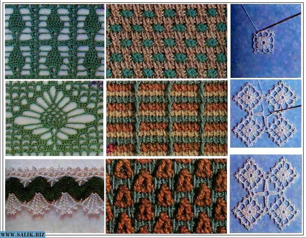 Тунисское вязание цветные узоры