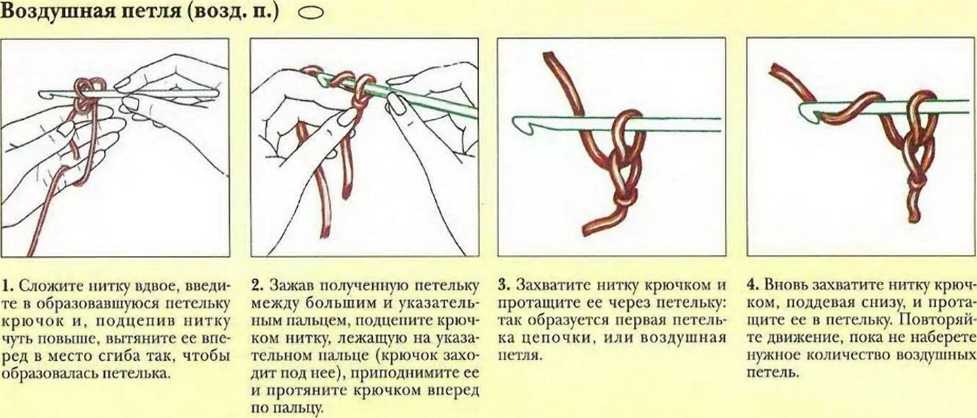 Двойная цепочка из воздушных петель крючком