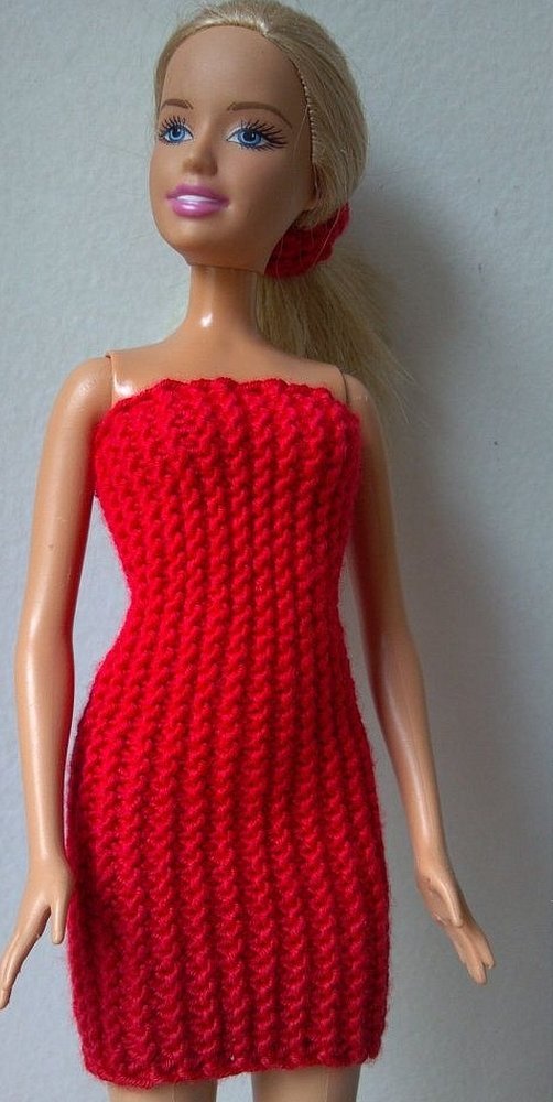 Красное платье для барби крючком