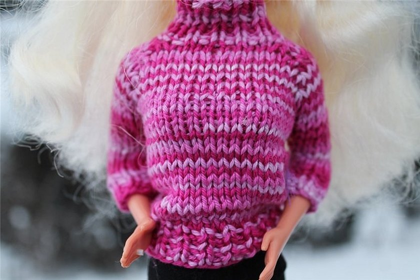 Вязаный свитер для куклы барби спицами схемы